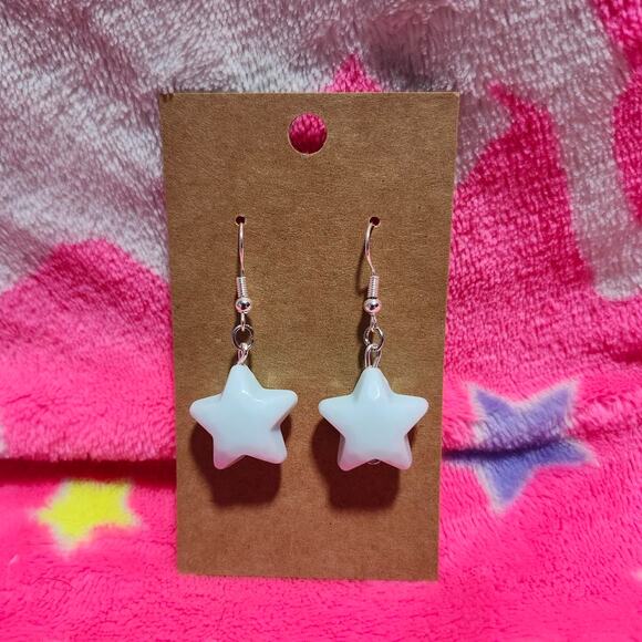 Chunky Blue Star Silver Drop/Dangle Earrings - Picture 1 of 2